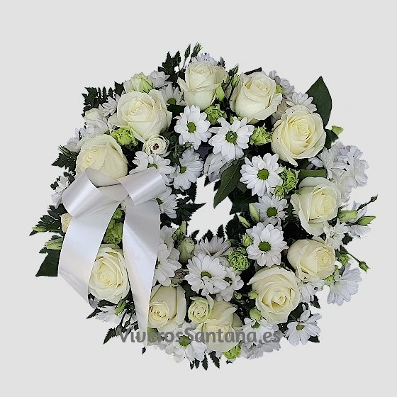 Corona Fúnebre blanca pequeña para tanatorio