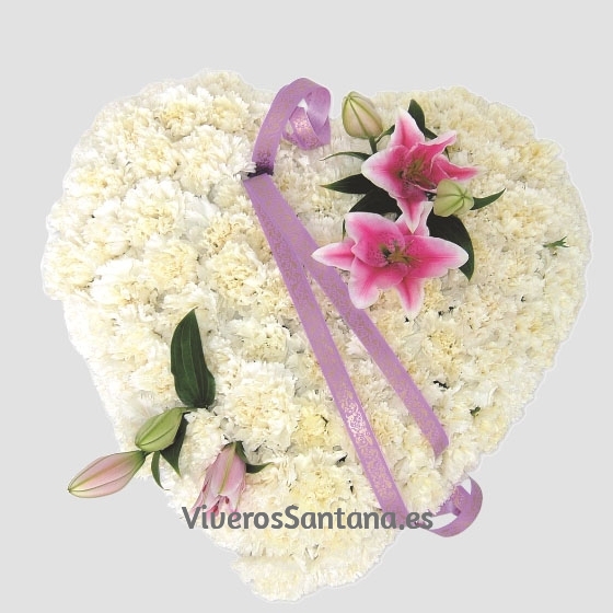 Corazón Funerario Clavel y Lilium